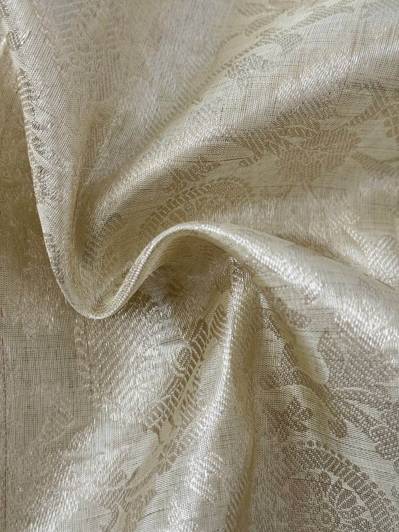 ShopNaya Exclusive | Metallic Kanchipuram Pure Silk Saree | Off-White | Pure Silver Zari | Handwoven | Ships from California