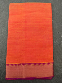 Thumbnail for Handwoven Mangalgiri Cotton Saree | Orange Pink Shot Color | Gold Zari | Handwoven | Ships from California