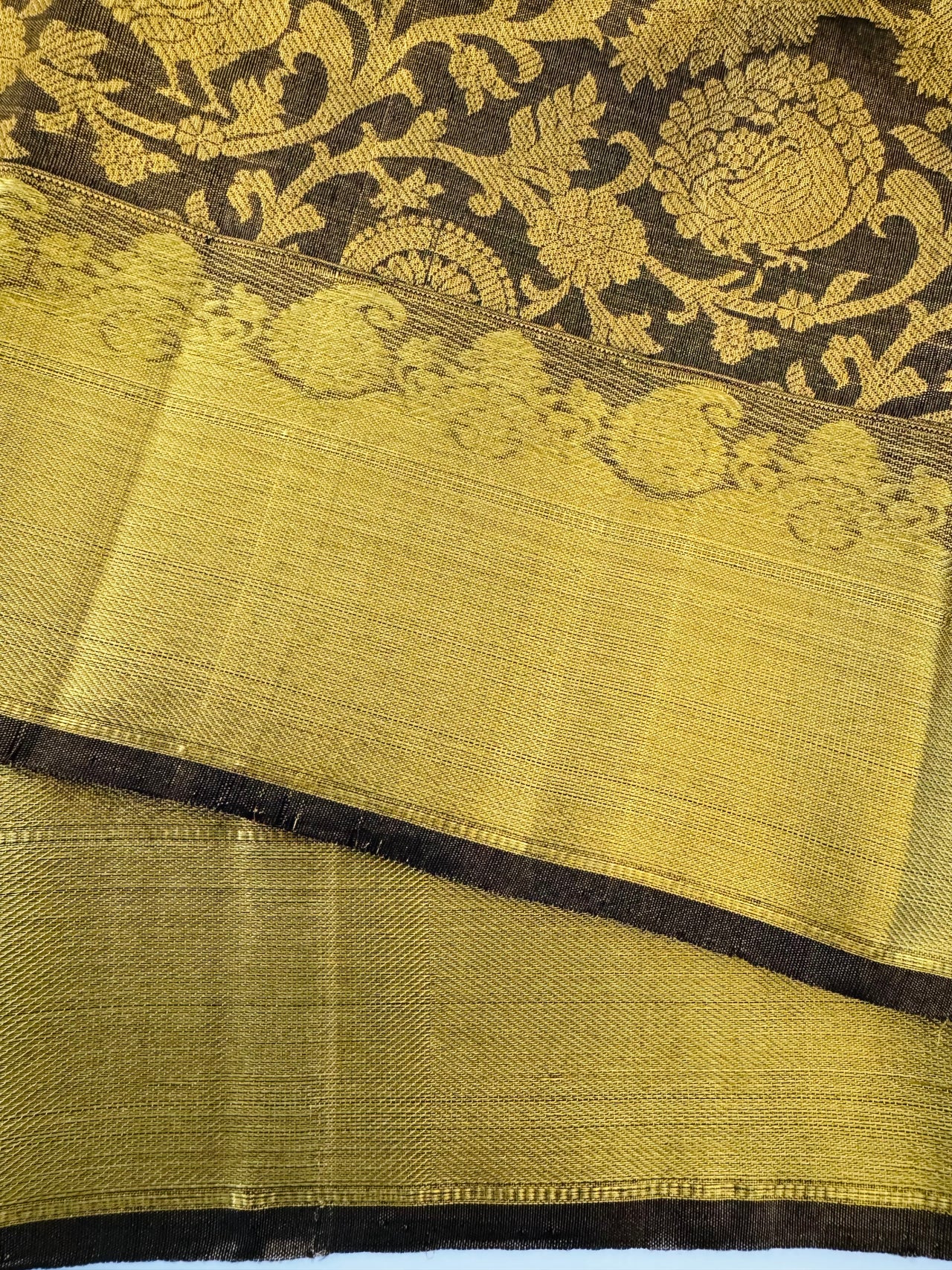 ShopNaya Exclusive | Brocade Kanchipuram Pure Silk Saree | Metallic Black | Pure Gold Zari | Handwoven | Ships from California