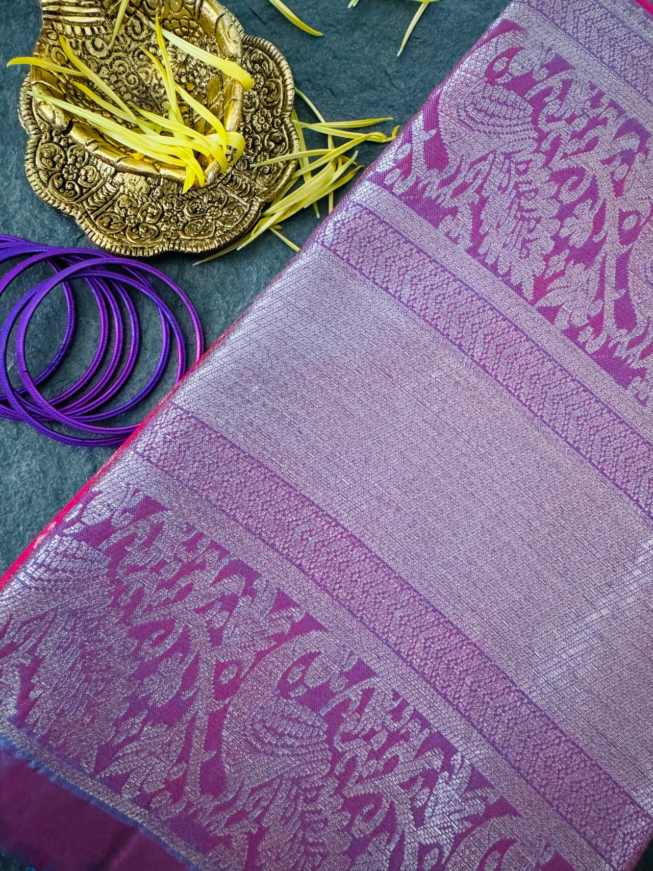 Kanchipuram pure silk saree | Silver Zari | Pink | Handwoven | Ships from California