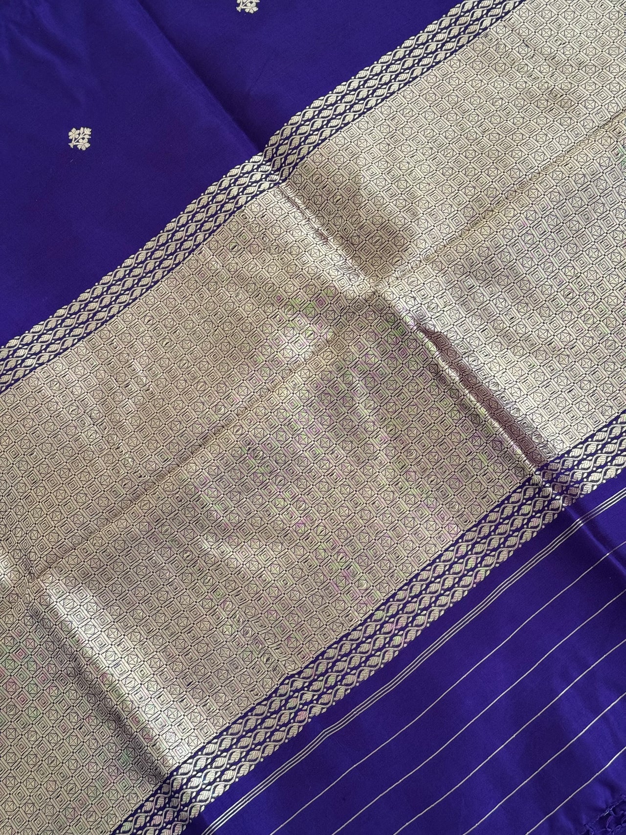 Mango Silk Saree from Banaras | Deep Purple | Satin Border | Silver & Gold Zari | Handwoven | Silk Mark Certified | Ships from California