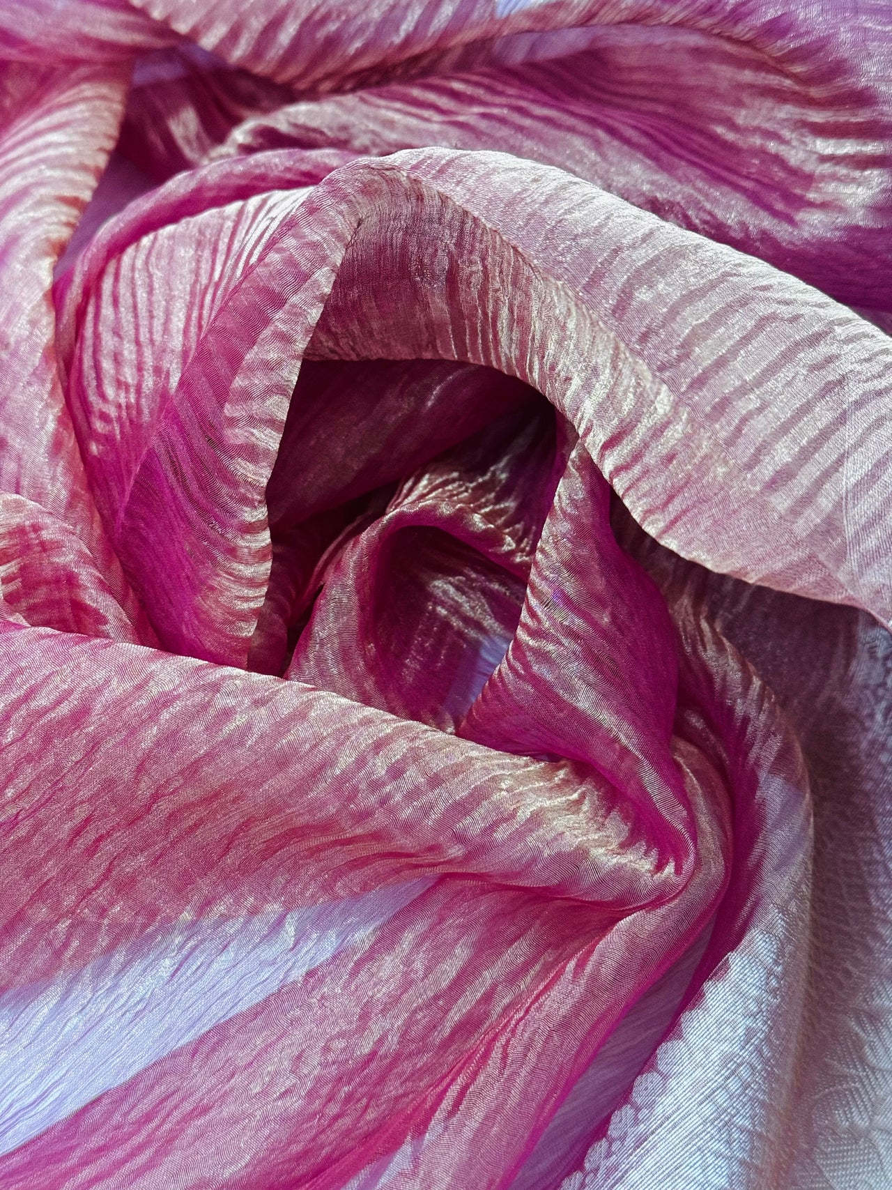 Banarasi Tissue Silk Saree | Metallic Onion Pink | Crushed Texture | Gold Zari | Handwoven | Ships from California