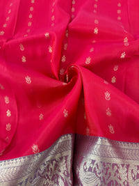 Thumbnail for Kanchipuram pure silk saree | Silver Zari | Pink | Handwoven | Ships from California