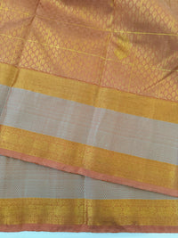 Thumbnail for Exclusive Kanchivaram Pure Silk Pure Zari Brocade Saree | 1000 Buttas | Light Rust Orange | Gold Zari | Handwoven | Ships from California