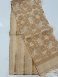 Thumbnail for ShopNaya Exclusive | Handwoven | Silk Organza | Beige & Gold | Gold Zari | Ships from California