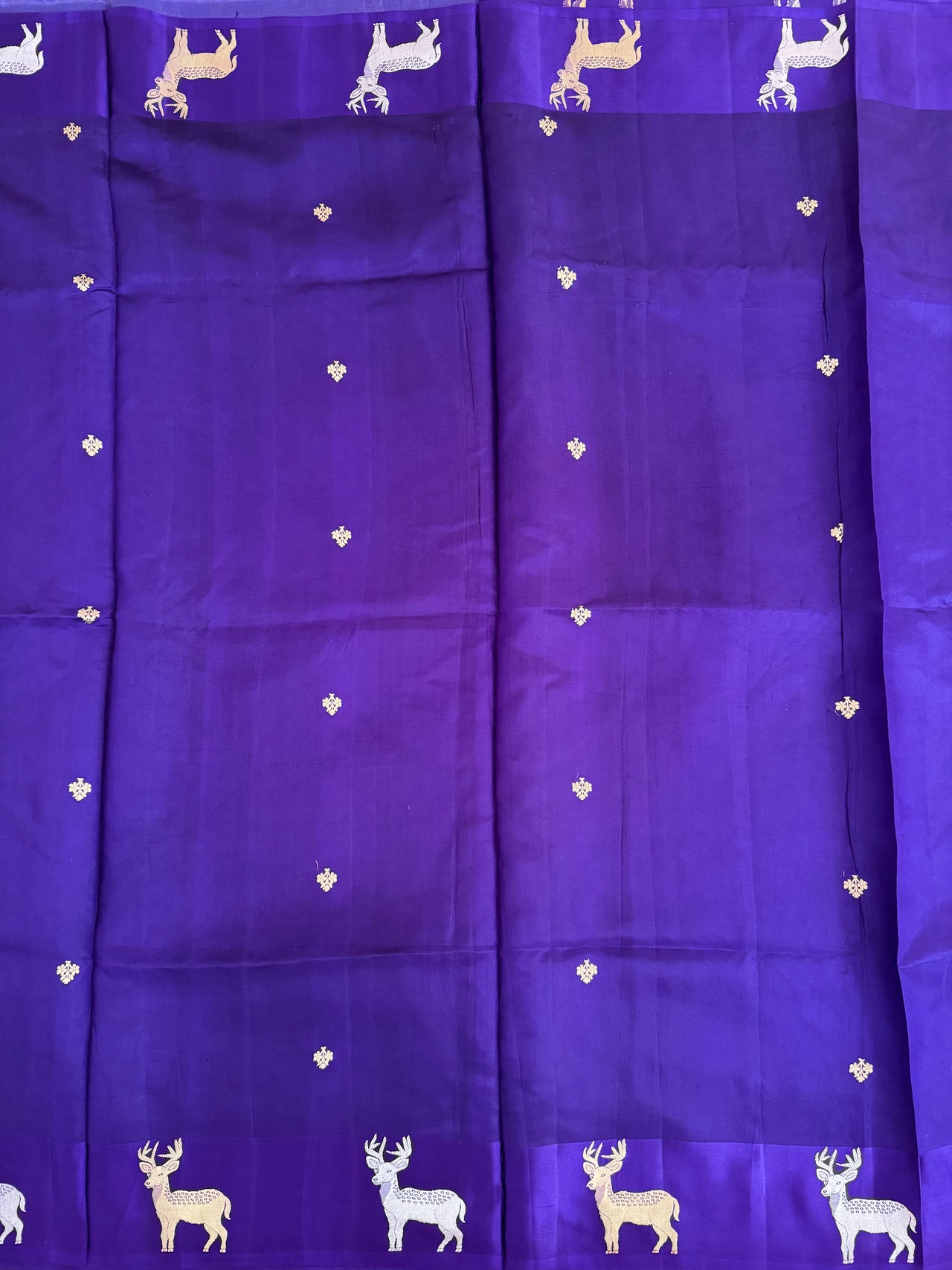 Mango Silk Saree from Banaras | Deep Purple | Satin Border | Silver & Gold Zari | Handwoven | Silk Mark Certified | Ships from California