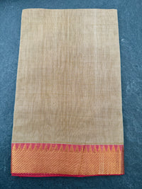 Thumbnail for Handwoven Mangalgiri Cotton Saree | Beige | Gold Zari | Handwoven | Ships from California