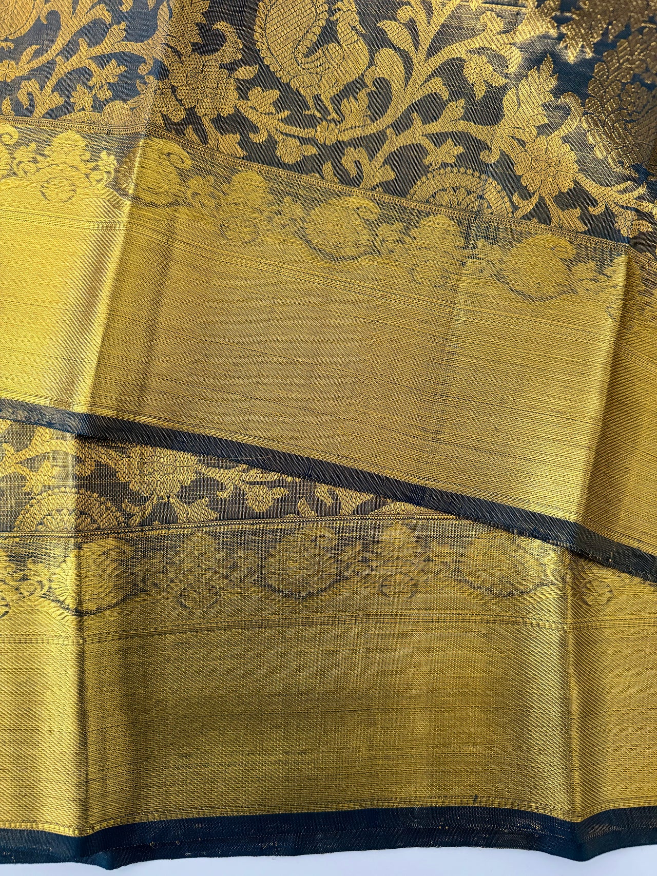 ShopNaya Exclusive | Brocade Kanchipuram Pure Silk Saree | Metallic Peacock Blue | Pure Gold Zari | Handwoven | Ships from California