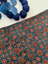 Thumbnail for Ajrakh hand block printed modal silk saree | Blue | Ships from California