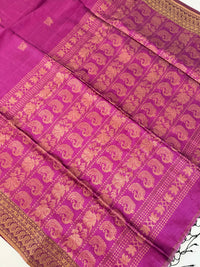 Thumbnail for ShopNaya Exclusive | Pure Mulberry Silk Saree | Pink | Light Weight | Gold Zari | Handwoven | Ships from California | Anamniya