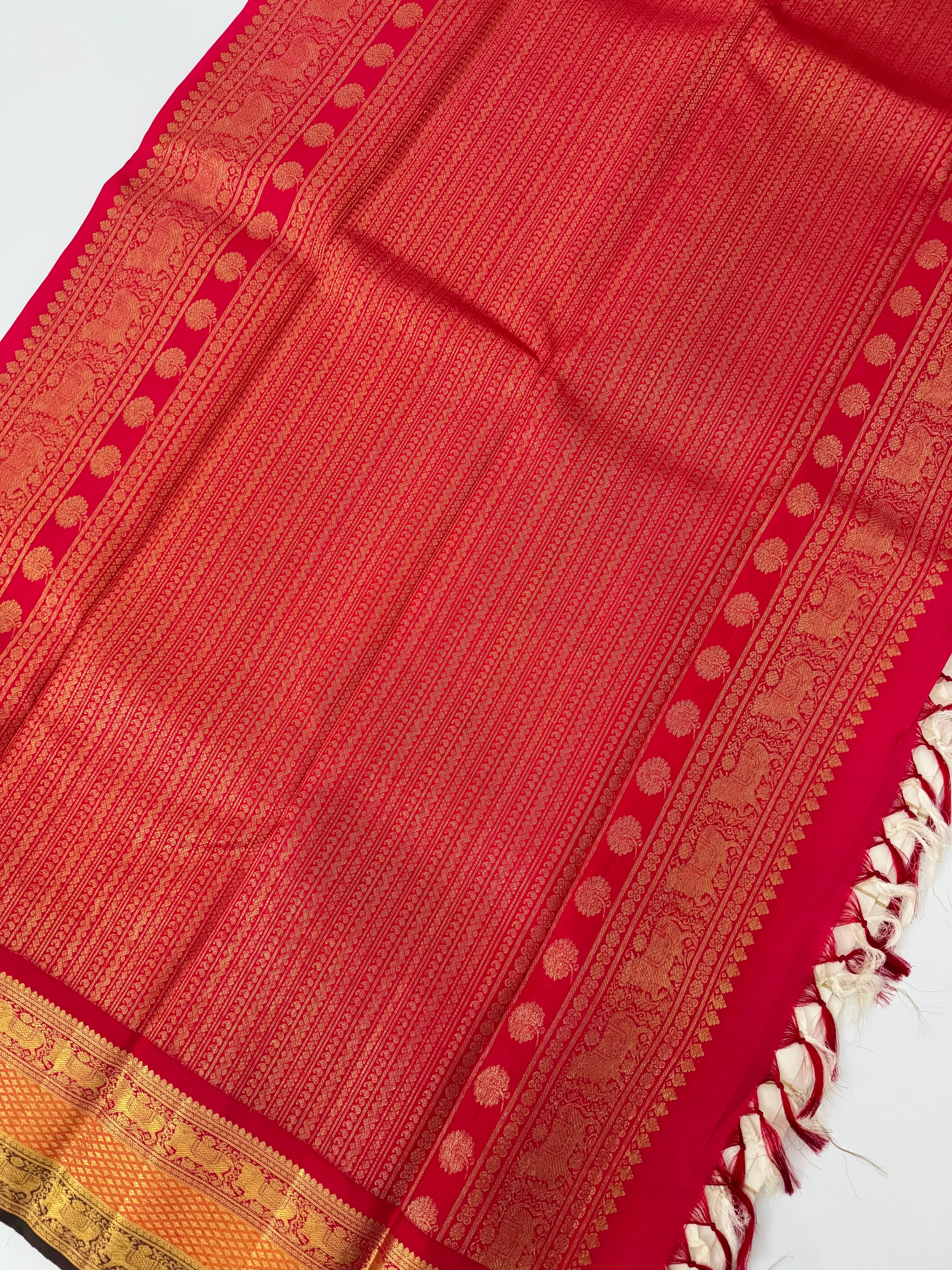 Exclusive Kanchivaram Korvai Pure Silk Pure Zari Silk Saree | Contrast Tissue Border | Off-White | Handwoven | Ships from California