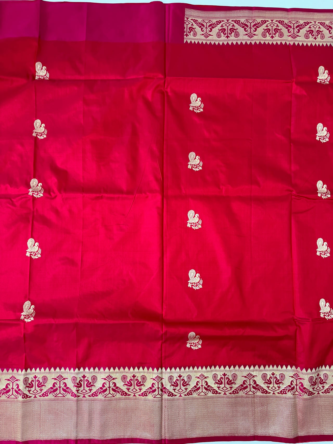 Katan Pure Silk Saree from Banaras | Ruby Red | Gold Zari | Handwoven | Free Shipping | Ships from California