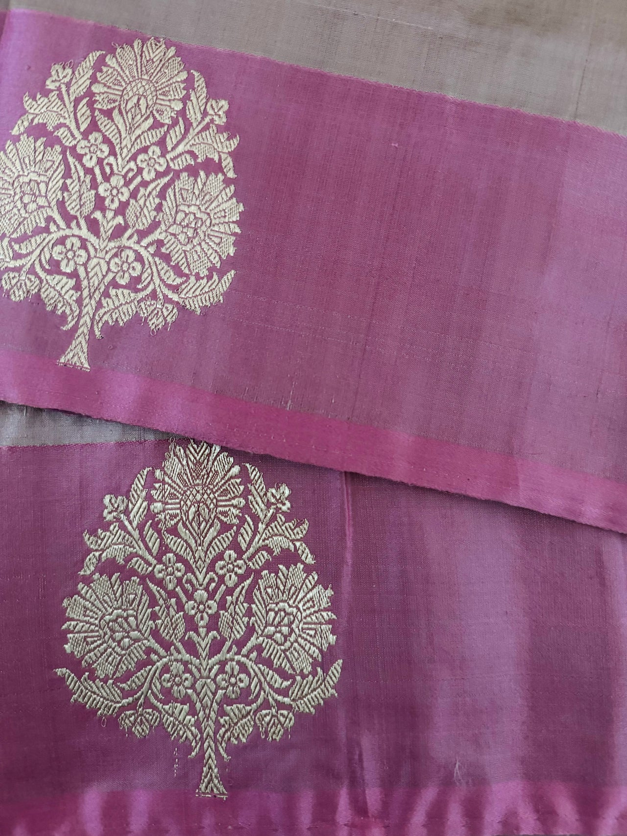 Banarasi Katan Pure Silk Saree | Pale Dusty Rose | Gold Zari | Handwoven | Silk Mark Certified | Ships from California