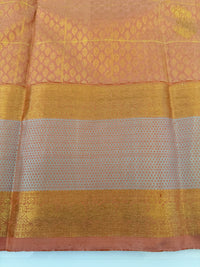 Thumbnail for Exclusive Kanchivaram Pure Silk Pure Zari Brocade Saree | 1000 Buttas | Light Rust Orange | Gold Zari | Handwoven | Ships from California