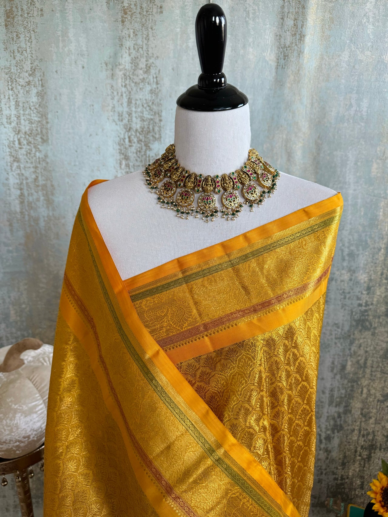 Exclusive Kanchivaram Pure Tissue Silk Pure Zari Brocade Saree | Gold Color | Gold Zari | Handwoven | Ships from California