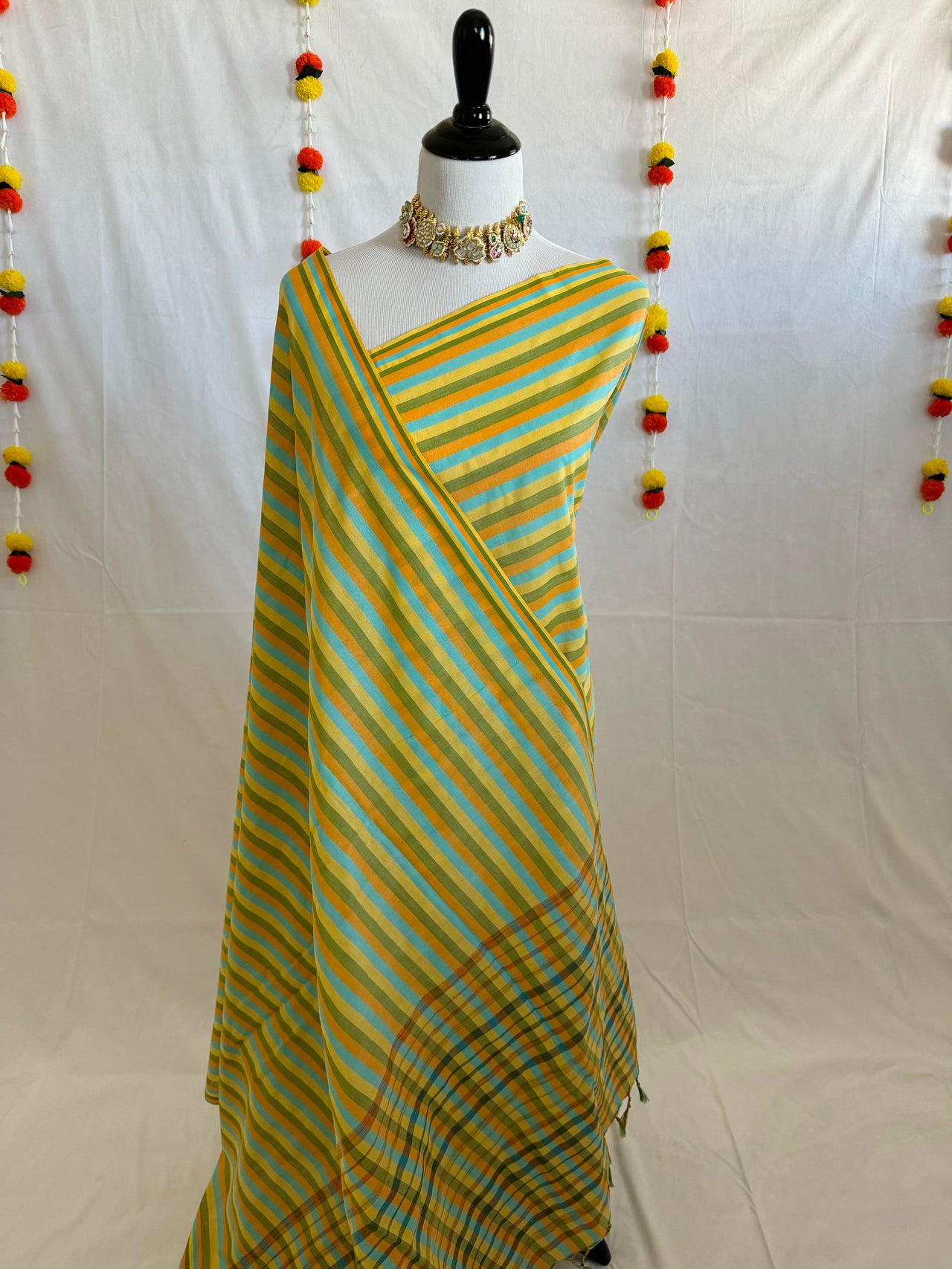 ShopNaya Exclusive | Handwoven | Pure Cotton Saree | No Blouse | Multi Color | Ships from California