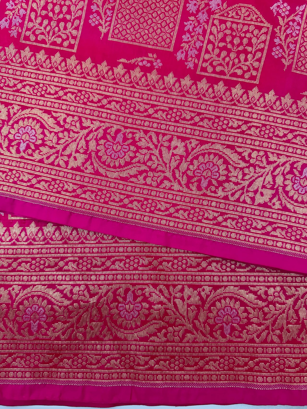 Banarasi Katan Pure Silk Saree | Magenta Pink | Gold & Silver Zari | Handwoven | Ships from California