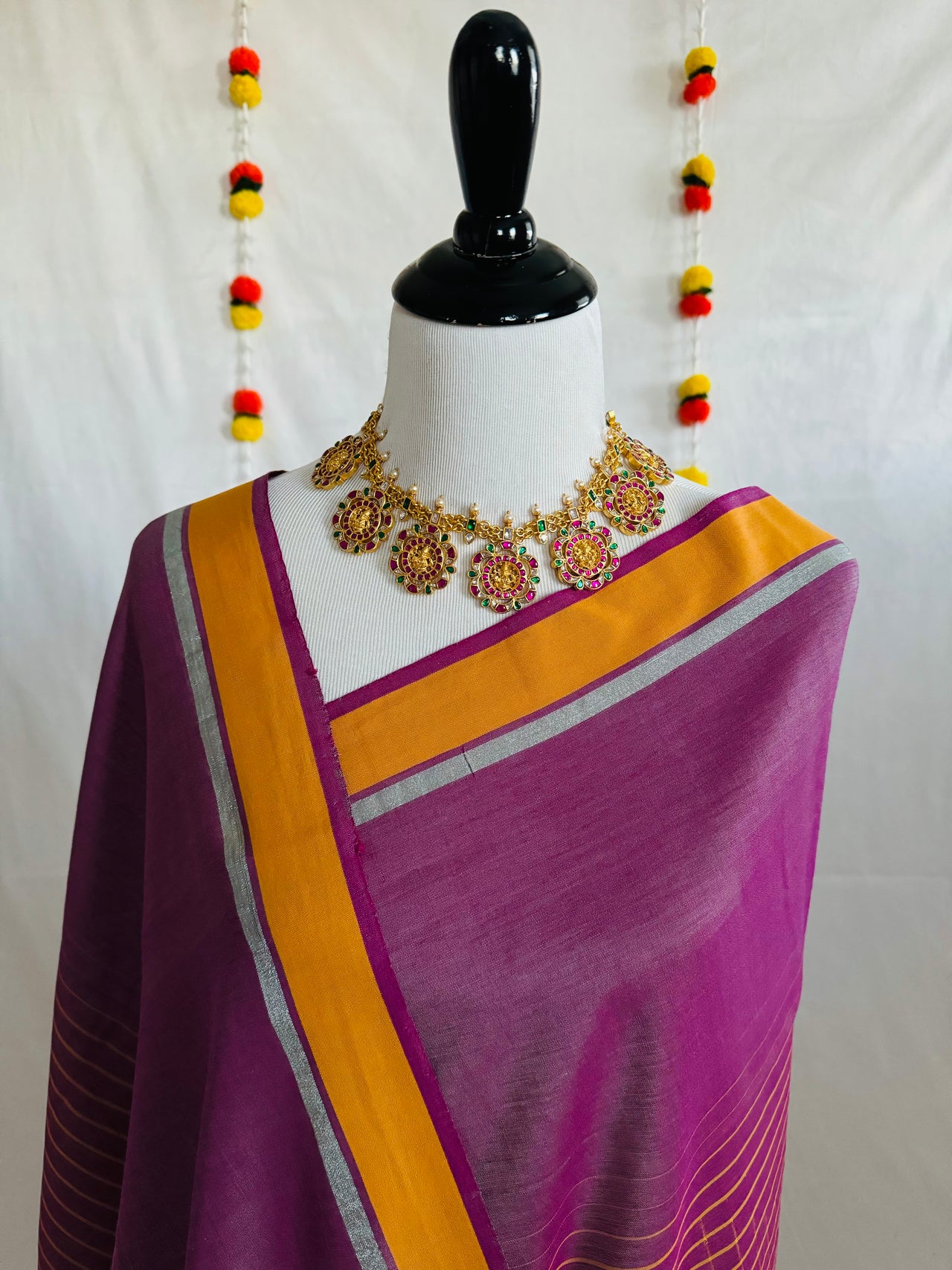 ShopNaya Exclusive | Handwoven | Cotton Saree | No Blouse | Pink & Yellow | Gold & Silver Zari | Ships from California