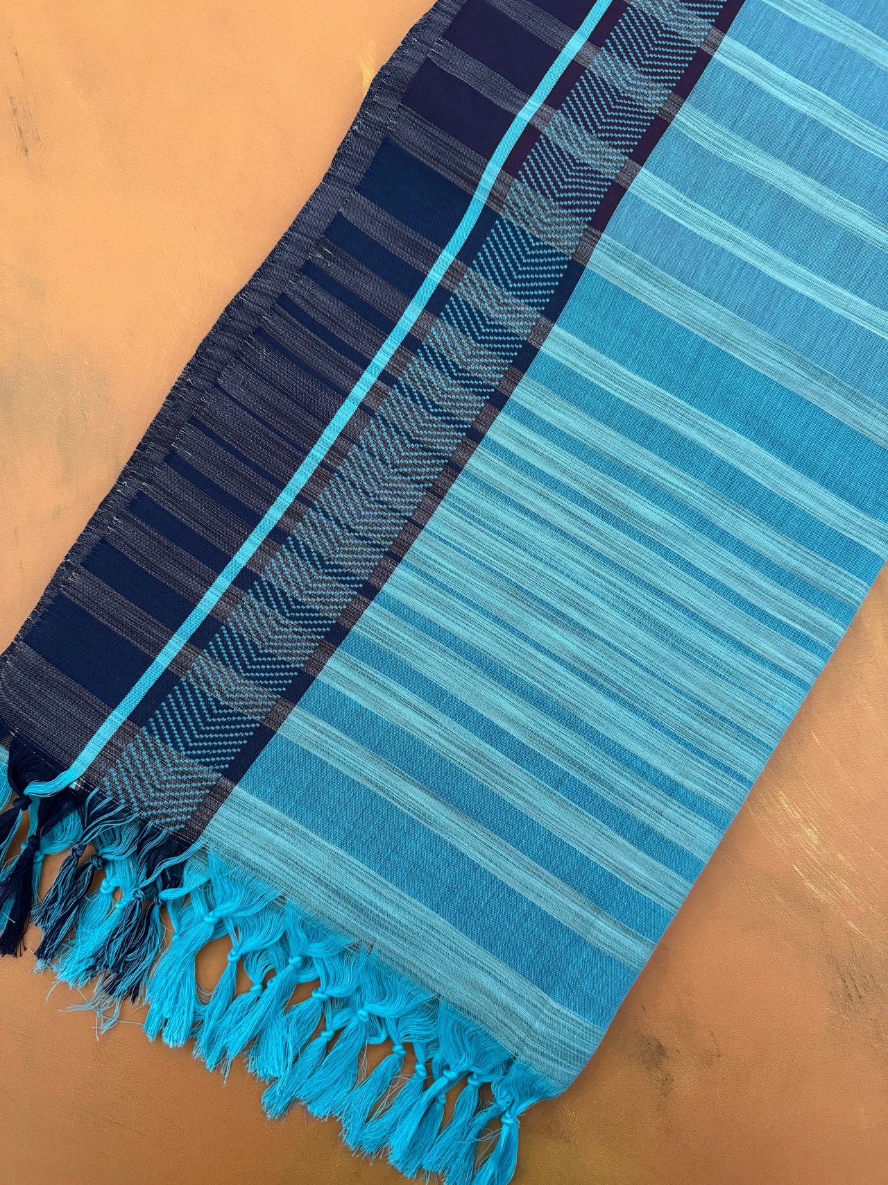 ShopNaya Exclusive | Handwoven | Pure Cotton Saree | Jamdani Weave | No Blouse | Sky Blue | Thread Work | Ships from California