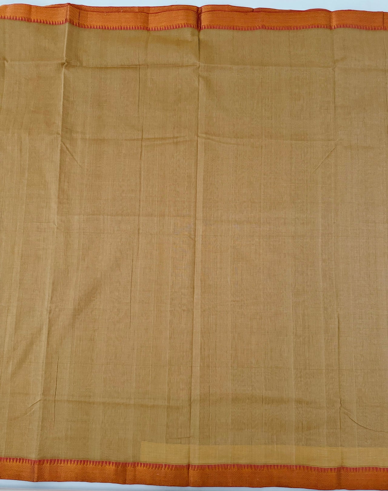 Handwoven Mangalgiri Cotton Saree | Beige | Gold Zari | Handwoven | Ships from California