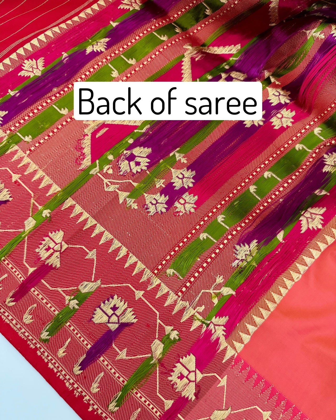 Banarasi Katan Silk Paithani Saree | Orange Pink | Handwoven | Silk Mark Certified | Ships from California