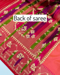 Thumbnail for Banarasi Katan Silk Paithani Saree | Orange Pink | Handwoven | Silk Mark Certified | Ships from California