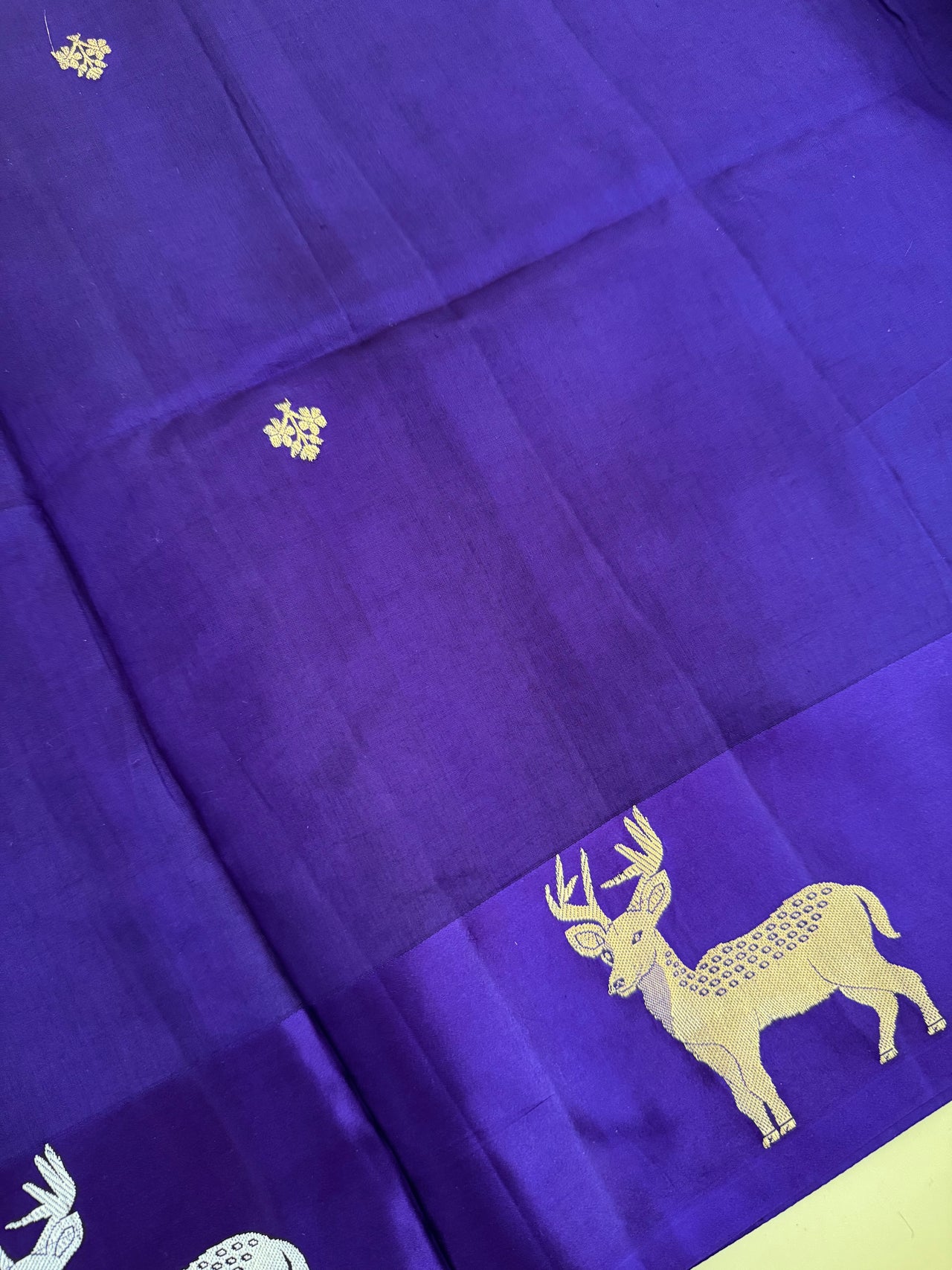 Mango Silk Saree from Banaras | Deep Purple | Satin Border | Silver & Gold Zari | Handwoven | Silk Mark Certified | Ships from California