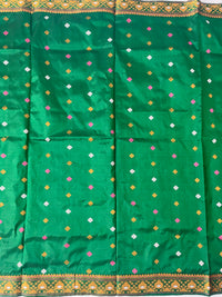 Thumbnail for Assam Pat Mulberry Silk Saree | Green | Gold Zari | Handwoven | Silk Mark Certified | Ships from California