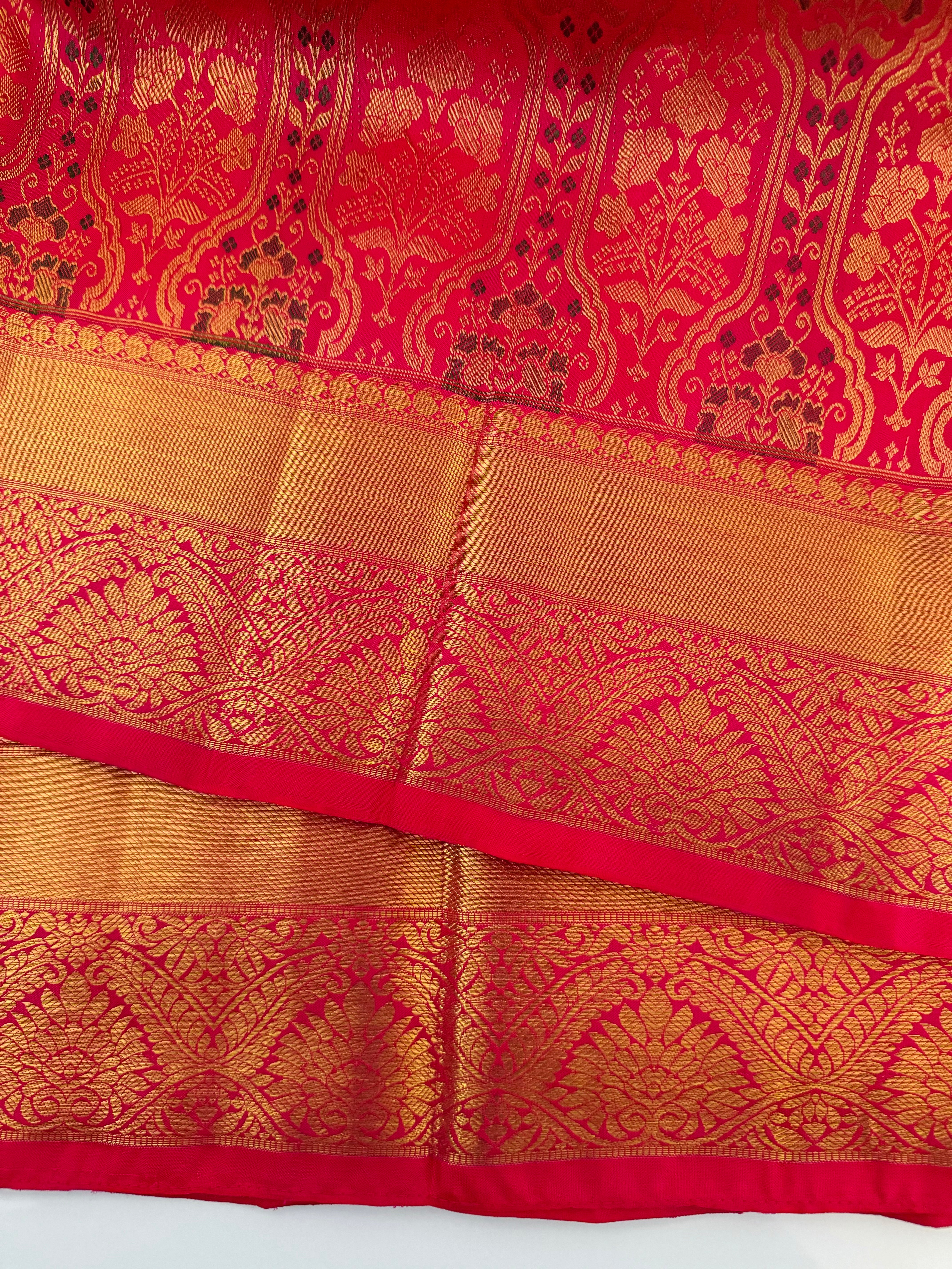 Kanchivaram Pure Silk Pure Zari Brocade Saree | Pink | Gold Zari | Handwoven | Ships from California