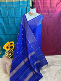 Thumbnail for Kanchivaram Pure Zari Pure Silk Saree | Royal Blue | Gold Zari | Handwoven | Ships from California