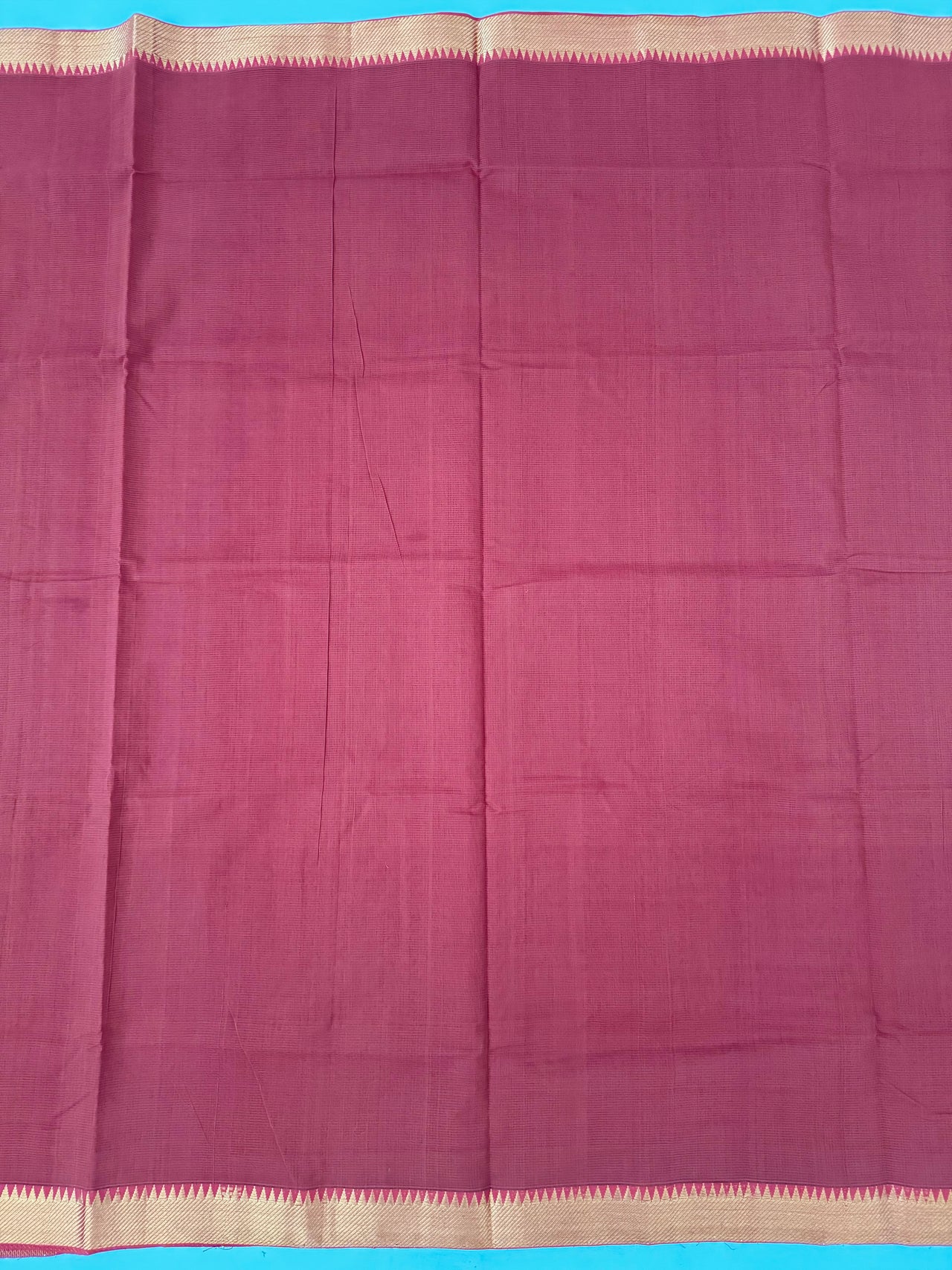 Handwoven Mangalgiri Cotton Saree | Brick Red | Gold Zari | Handwoven | Ships from California