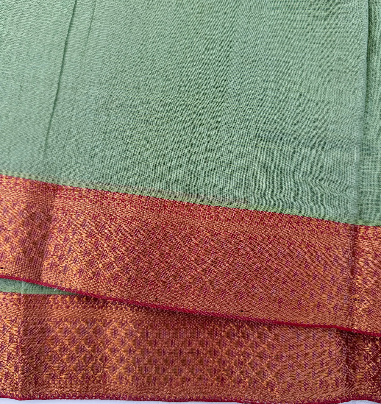 Handwoven Mangalgiri Cotton Saree | Light Green Yellow | Gold Zari | Handwoven | Ships from California