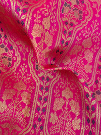 Thumbnail for Kanchivaram Pure Silk Pure Zari Brocade Saree | Pink | Gold Zari | Handwoven | Ships from California