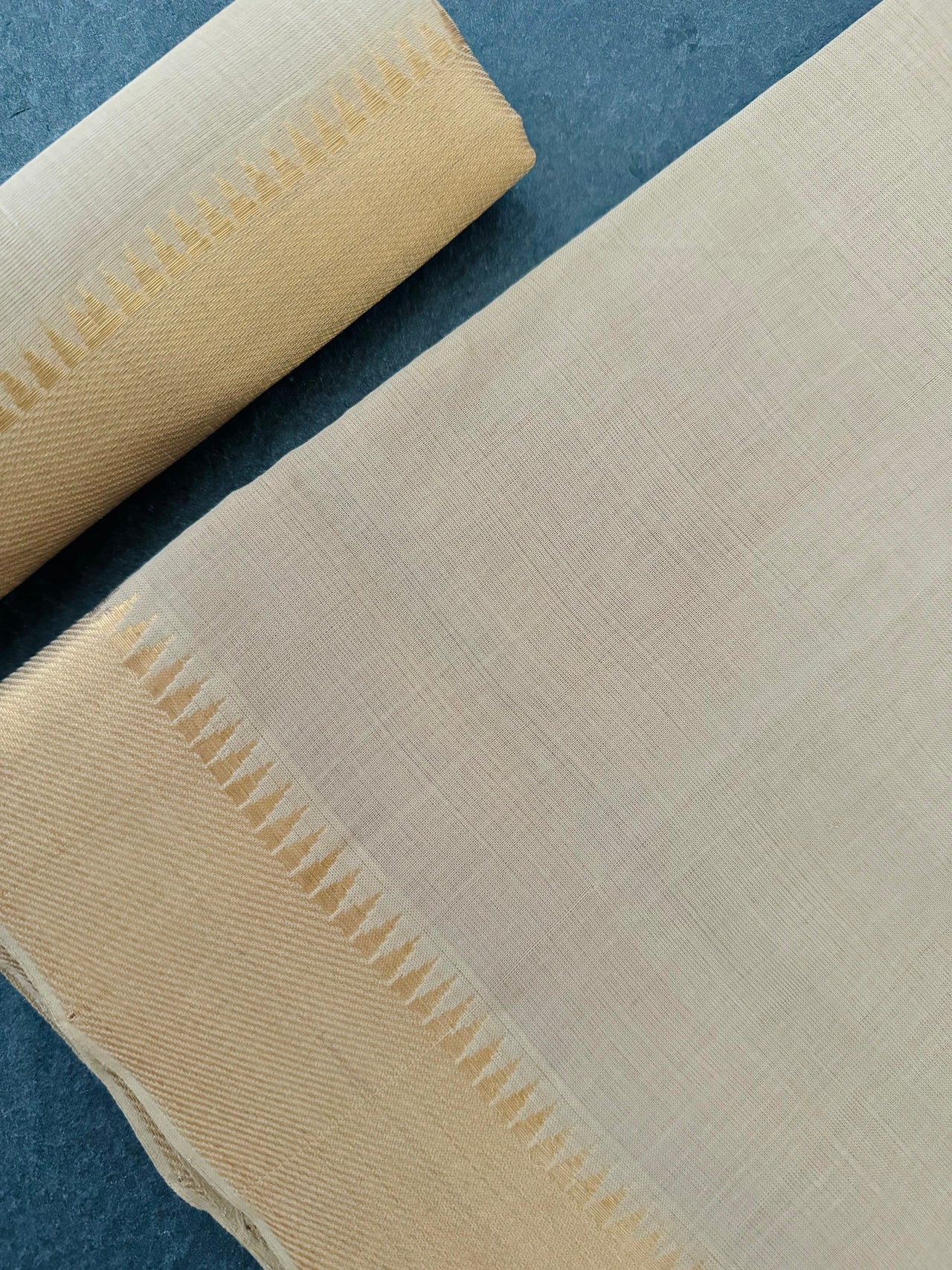 Handwoven Mangalgiri Cotton Saree | Beige | Gold Zari | Handwoven | Ships from California