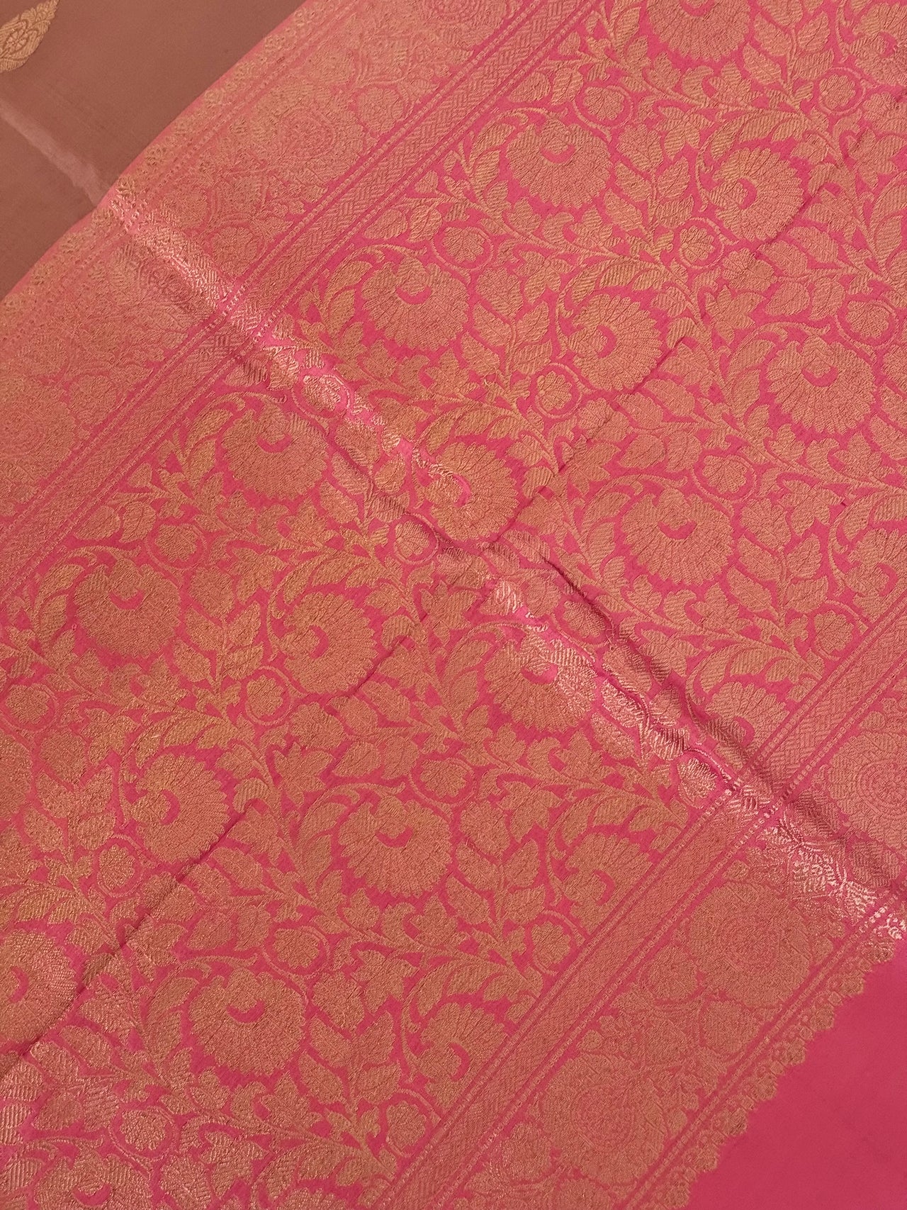 Banarasi Katan Pure Silk Saree | Pale Dusty Rose | Gold Zari | Handwoven | Silk Mark Certified | Ships from California