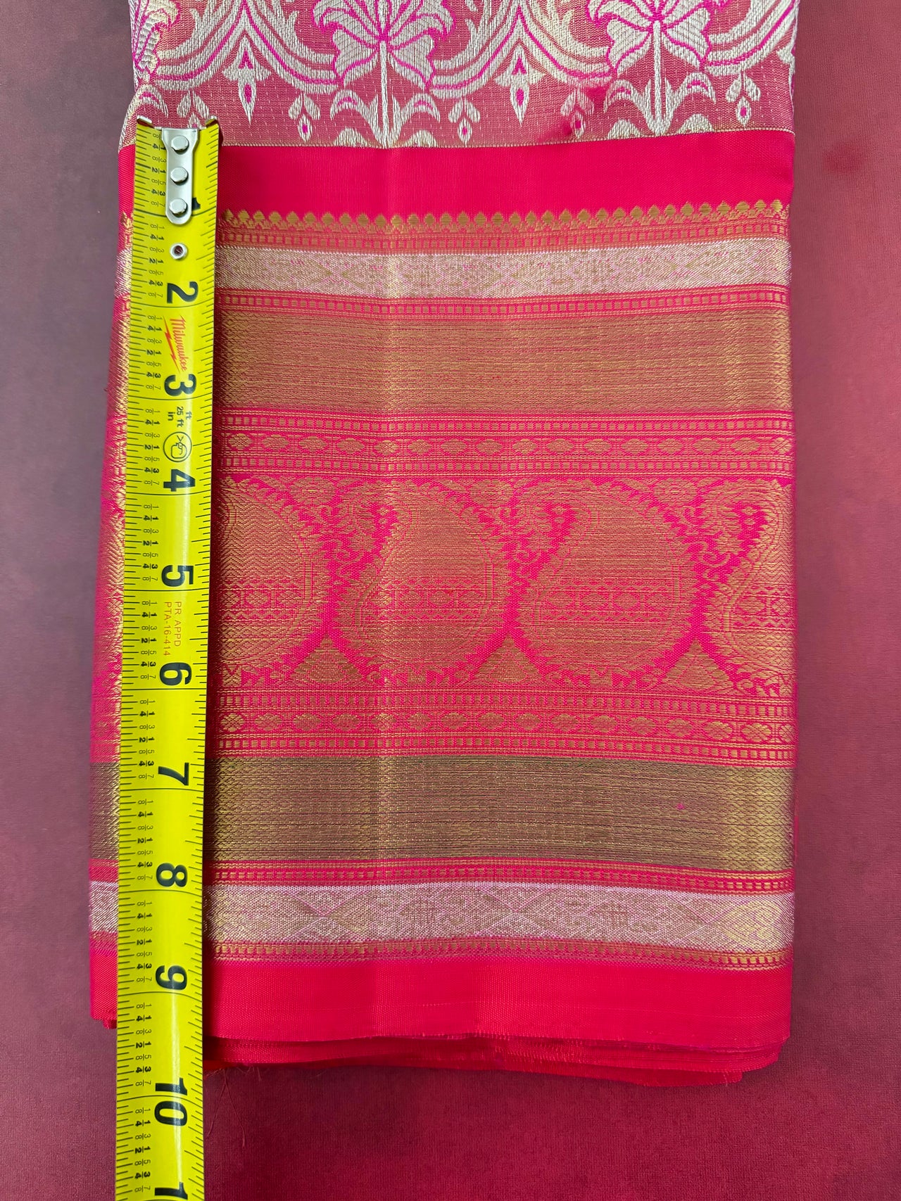 Exclusive Kanchivaram Tissue Silk Pure Zari Silk Saree | Metallic Pink & Gold | Brocade Pattern | Handwoven | Ships from California