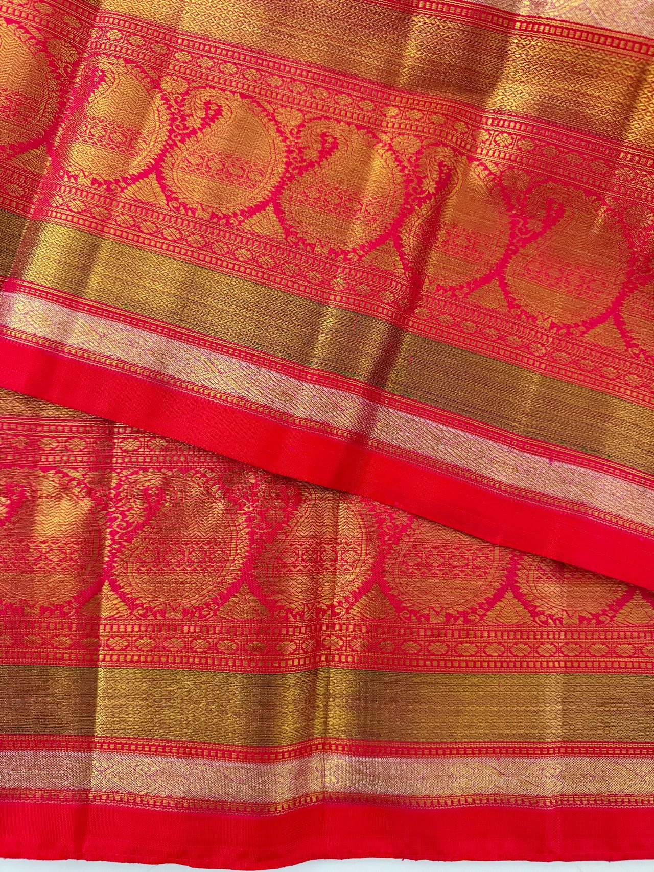 Exclusive Kanchivaram Tissue Silk Pure Zari Silk Saree | Metallic Pink & Gold | Brocade Pattern | Handwoven | Ships from California