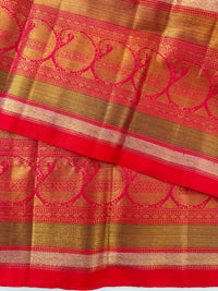 Thumbnail for Exclusive Kanchivaram Tissue Silk Pure Zari Silk Saree | Metallic Pink & Gold | Brocade Pattern | Handwoven | Ships from California