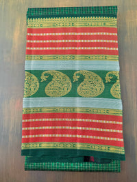 Thumbnail for Exclusive Kanchivaram Pure Silk Pure Zari Silk Saree | Deep Green | Check Pattern | Handwoven | Ships from California