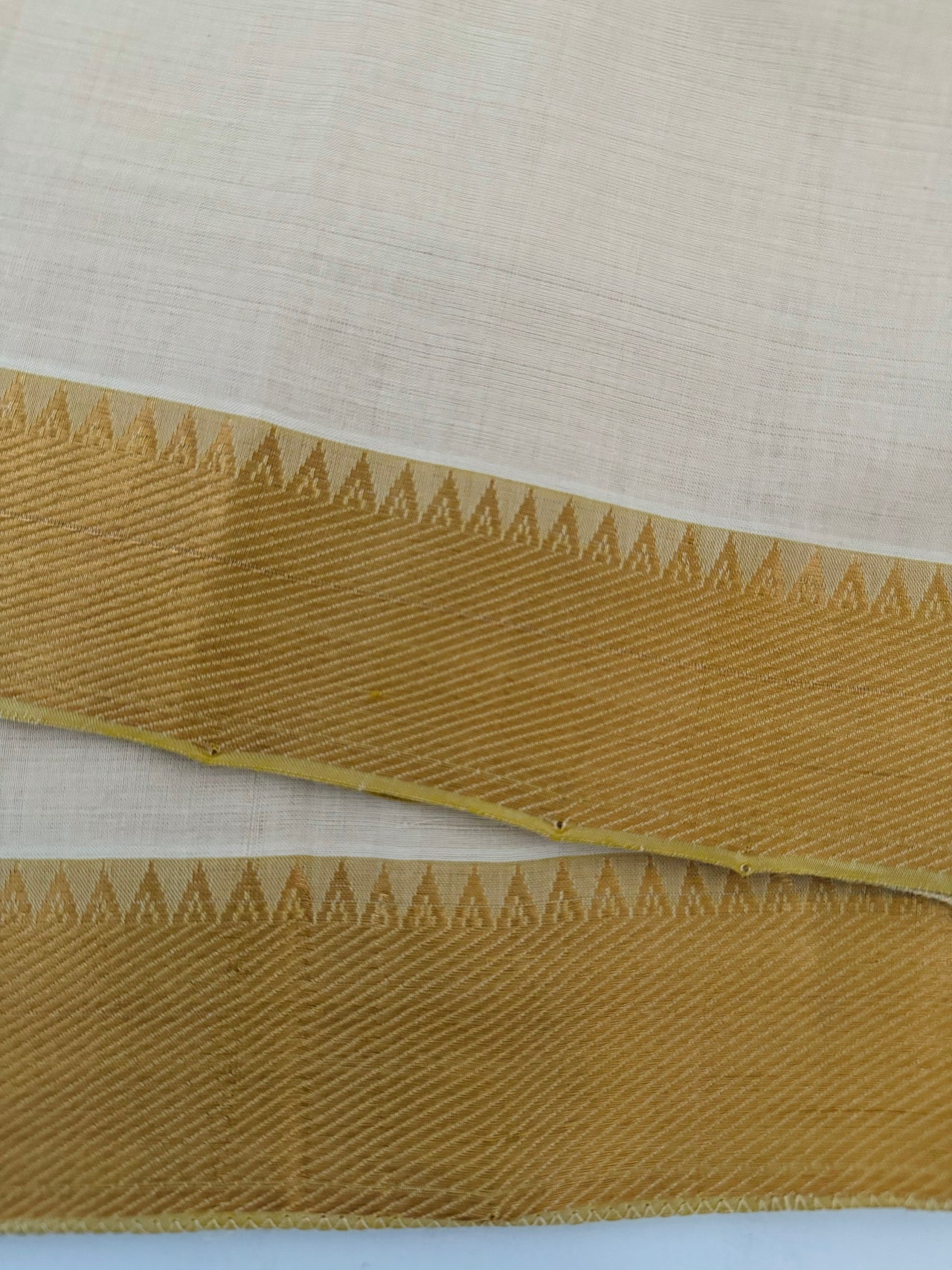 Handwoven Mangalgiri Cotton Saree | Off-White | Gold Zari | Handwoven | Ships from California