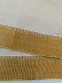 Thumbnail for Handwoven Mangalgiri Cotton Saree | Off-White | Gold Zari | Handwoven | Ships from California