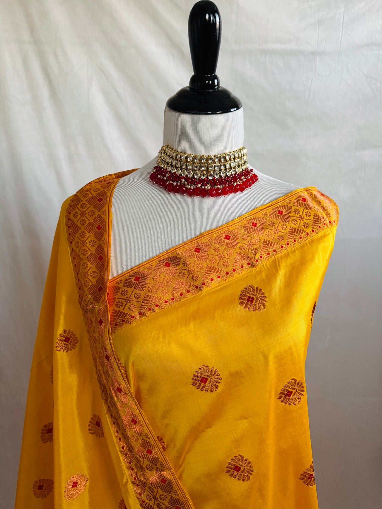 Assam Pat Mulberry Silk Saree | Sunny Yellow | Gold Zari | Handwoven | Silk Mark Certified | Ships from California