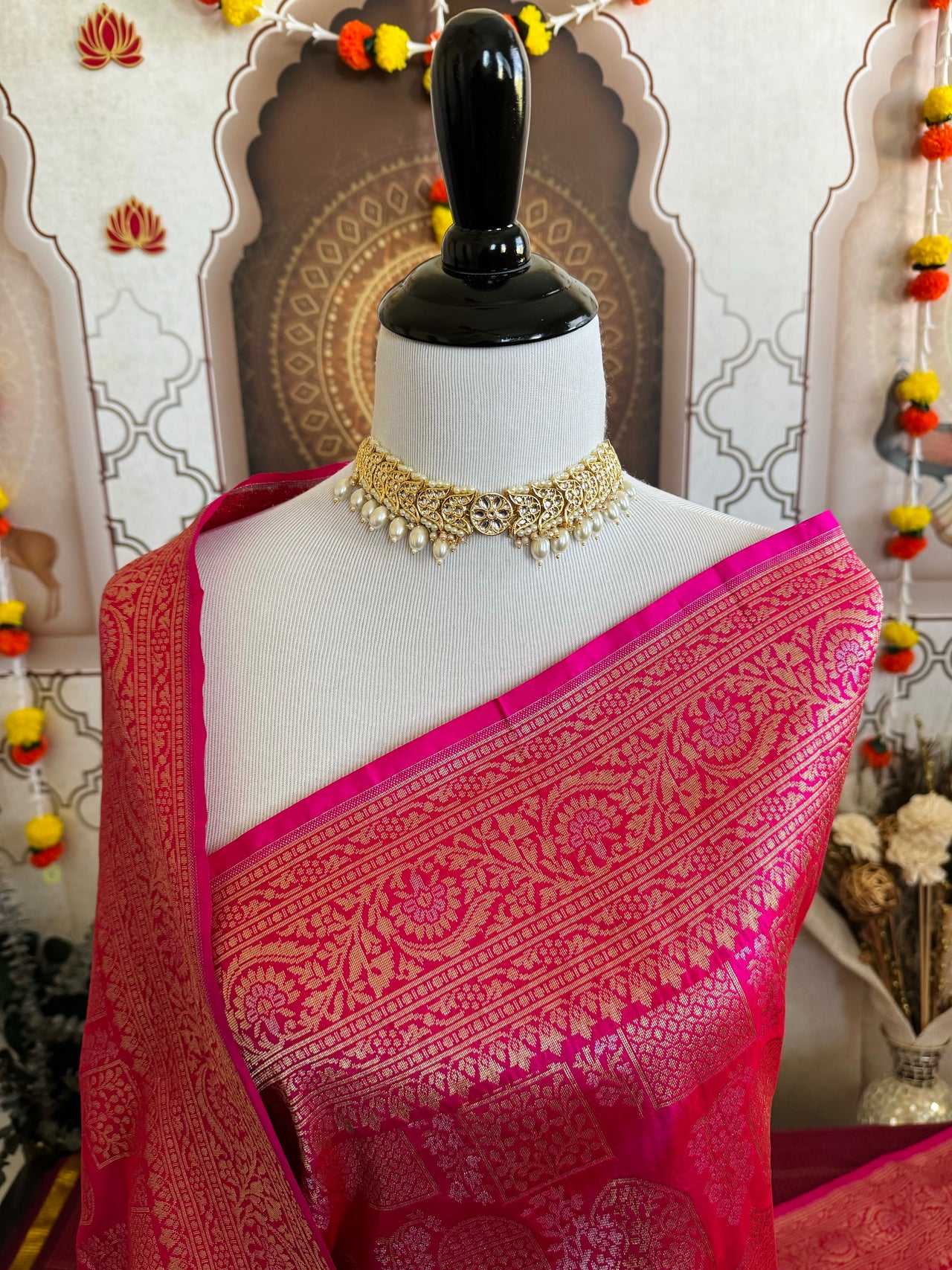 Banarasi Katan Pure Silk Saree | Magenta Pink | Gold & Silver Zari | Handwoven | Ships from California