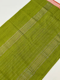 Thumbnail for Handwoven Mangalgiri Cotton Saree | Shade of Yellow Green | Gold & Silver Zari | Handwoven | Ships from California
