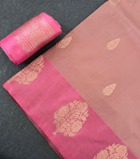 Thumbnail for Banarasi Katan Pure Silk Saree | Pale Dusty Rose | Gold Zari | Handwoven | Silk Mark Certified | Ships from California