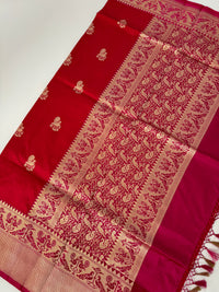 Thumbnail for Katan Pure Silk Saree from Banaras | Ruby Red | Gold Zari | Handwoven | Free Shipping | Ships from California