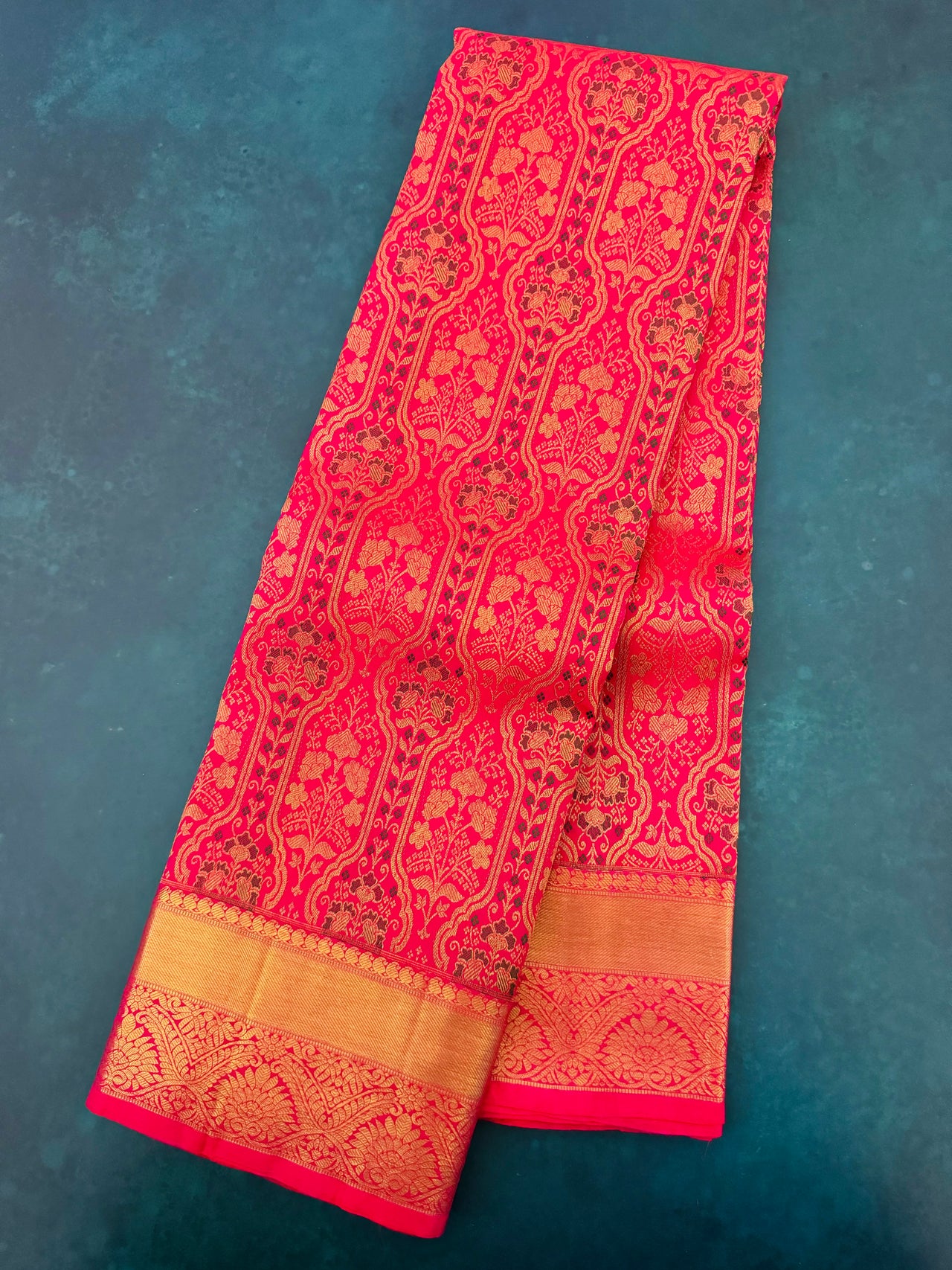 Kanchivaram Pure Silk Pure Zari Brocade Saree | Pink | Gold Zari | Handwoven | Ships from California