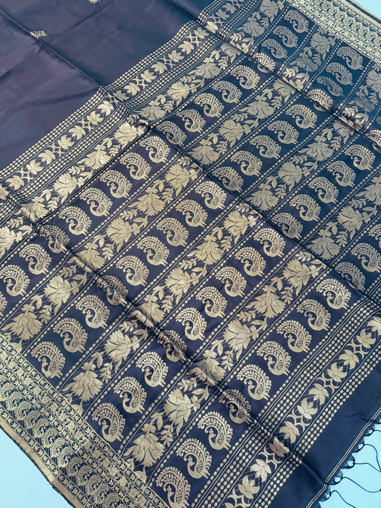 ShopNaya Exclusive | Pure Mulberry Silk Saree | Brown | Light Weight | Gold Zari | Handwoven | Ships from California | Anamniya