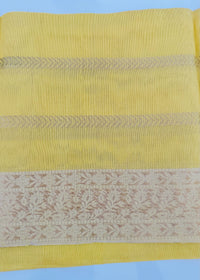 Thumbnail for ShopNaya Exclusive | Handwoven | Silk Organza | Yellow | Gold Zari | Ships from California