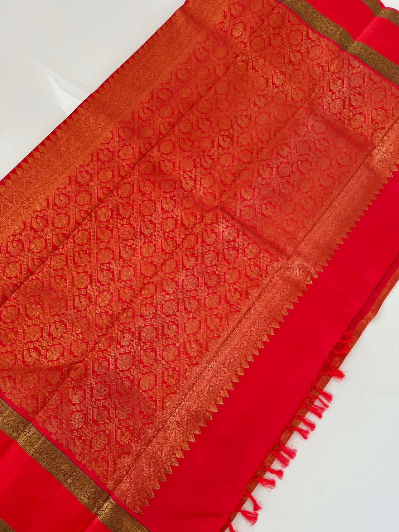 Exclusive Kanchivaram Pure Silk Pure Zari Silk Saree | Deep Green | Check Pattern | Handwoven | Ships from California